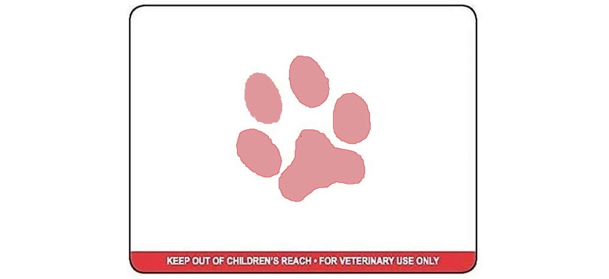 Veterinary Prescription Labels with Paw Print & Warning, 24 Rolls, 2-1/8" x 2-3/4", 400 per roll, (24, Red)