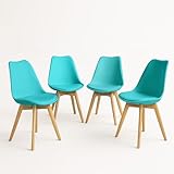 MUNDO IN MUEBLES Juego de 4 Sillas Eames Acojinadas Frankfurt, Elegantes Sillas Comedor, Oficina, Escritorio, Recamara,...