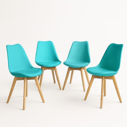 Catálogo para Comprar On-line Sillas Eames Baratas comprados en linea. 48 MUNDO IN MUEBLES Juego de 4 Sillas Eames Acojinadas Frankfurt, Elegantes Sillas Comedor, Oficina, Escritorio, Recamara, Sala o Cocina, Set de 4 Modernas Sillas de Plastico...