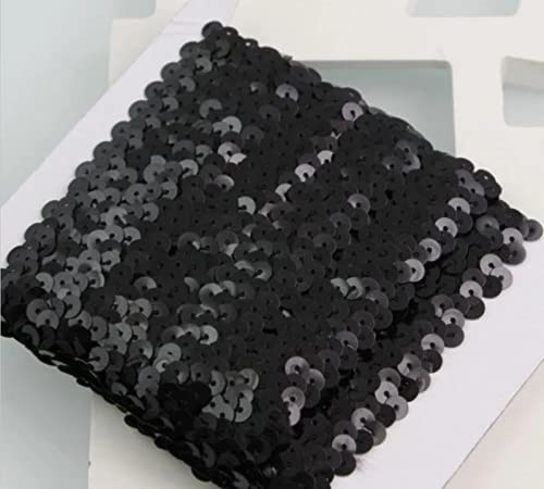 CNFQ 10 yards Elastisches glänzendes Paillettenband Applikation für Hochzeit Kostüm Brautschmuck PVC (Schwarz)