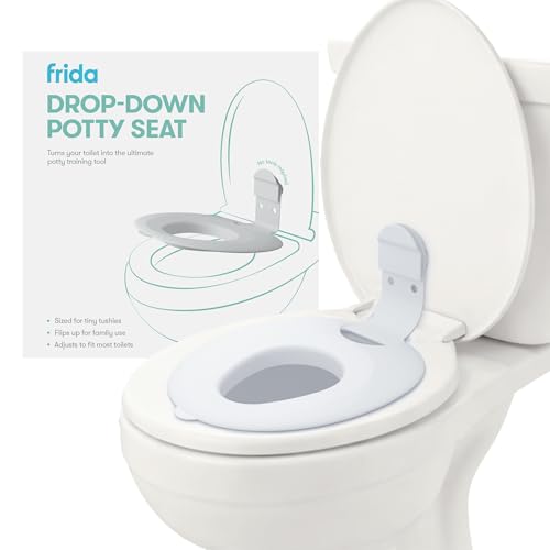 Image of Frida Baby Drop Down Potty Seat, Potty Training Seat for Toddlers, Attaches Securely to Adult Toilet, Flips Up or Stays Down for Kid Ready Access, Easy to Clean, Secure, Stable & Easy to Install