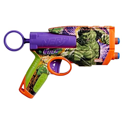 Nerf Marvel Hulk Dart Blaster with 2-Dart Capacity, Pull-Back Priming & 4 Official N1 Foam Darts, Licensed Marvel Avengers Toy Blaster for Kids (8+), Perfect Toys for Boys & Girls - Image 4