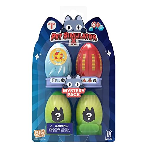 Bizak Pet Simulator Pack de 4, Descubre mascotas en interior de los huevos sorpresa, hay perritos y gatitos pero también dragones y unicornios, coleccionables, códigos canjeables en Roblox (64231802)