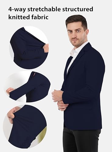 Image of SaintX Men's Tailored Unlined Casual Blazer | Layering Coat, Drapes & Feels Like an Overshirt | Designed for Summers | Breathable 4-Way High Stretch Knit Fabric for All Day Comfort | Slim Fit