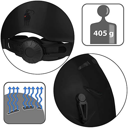 Foto von ALPIDEX Kletterhelm | Norm EN 12492 Kletterausrüstung Hartschalenhelm | Universal Passend | Robust | Klettersteighelm | Jugendliche | Erwachsene, Farbe:Black