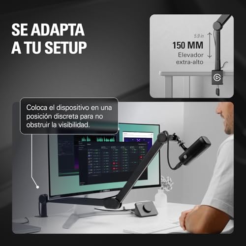 Elgato Wave Mic Arm – Brazo articulado de Estudio para Streaming y podcasting, con Canales para Cables, Abrazadera de Escritorio y extensión elevadora, para micrófonos USB y XLR - imagen 5