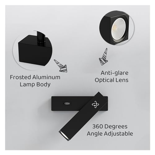 Lámpara LED de lectura para pared con interruptor para no molestar al dormir 5