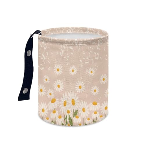 Image of Cute Flower Daisy Car Trash Can Car Bag Accessories Interior Cute Garbage Bin Hanging Portable Dustbin Bin Waste Basket Collapsible Small Trash Can Easy to Clean