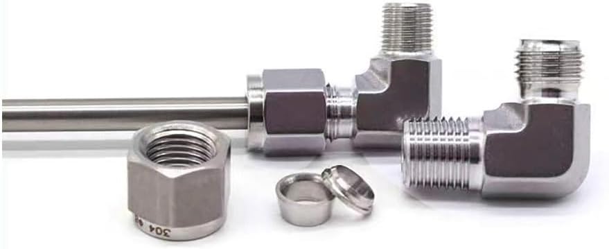 1/3/5Pcs Forged 90° Elbow Compression Fitting 304 Stainless Steel NPT Male To 6-16mm Tube OD Pipe Connector(5PCS,3I8BSPT-10mm)