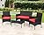 Pazidom Outdoor Wicker Patio Furniture Sets 4 Pieces Bistro Rattan Furniture Outdoor Sofa Conversation Bistro Sets, Bench Seat Two Rattan Chairs One Glass Top Table for Yard Porch Backyard (Red)