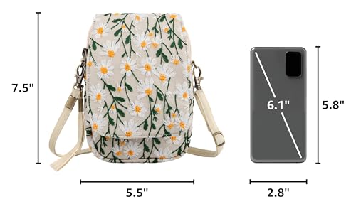 Image of SILKAREA Embroidered Cute Mini Crossbody Bag for Women Small Handbags Wristlet Wallet Bag Cell-phone Pouch Coin Purse