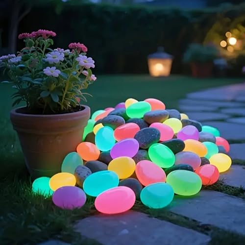 Galets phosphorescents colorés de 4,5 cm pour allée et jardin x300