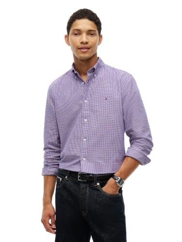 Image of Tommy Hilfiger Men's Long Sleeve Oxford Shirts in Regular Fit, Men's Button Down Shirts, Also Available in Big and Tall