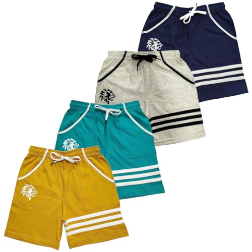 Image of TICOSS Boys Pack of 4 Cotton Blend Striped Shorts
