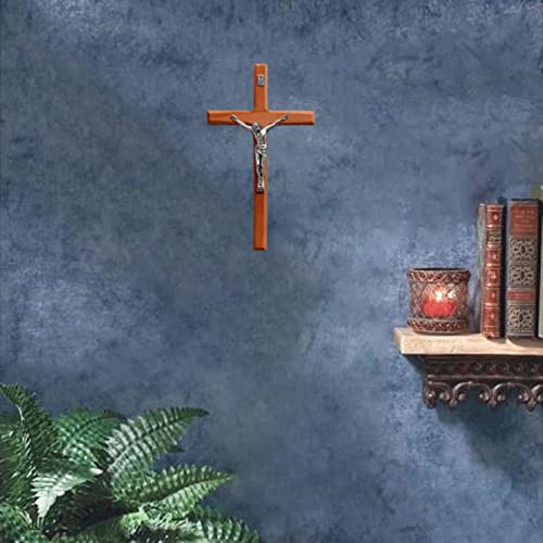 Gfrgfh Crucifix Wall Cross, Handmade Catholic Crosses With Wooden Rosary, Wood Crucifix For Wall, Jesus Christian Wall Hanging Cross For Home Decor 8 Inch #TOP6