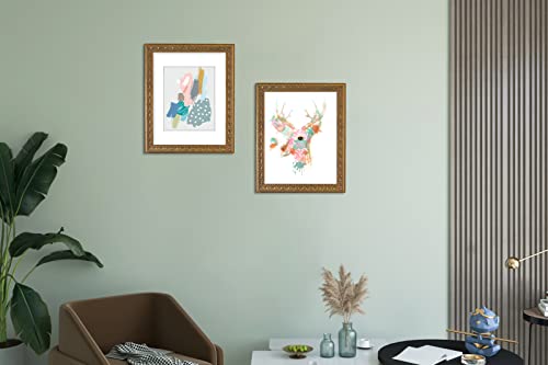 Frametory, Set Of 3, 11X14 Ornate Photo Frame With White Color Mat For 8X10 Picture & Real Glass, Bronze #TOP6