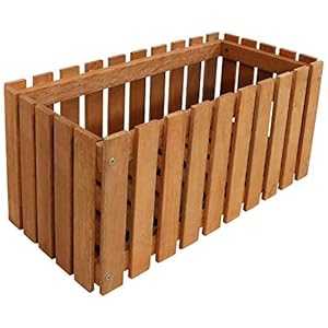 Sunnydaze meranti wood picket style planter box outdoor wooden decorative holder with fence design for flowers herbs vegetables and plants ideal for patio and porch 24 inch  urban country home decor