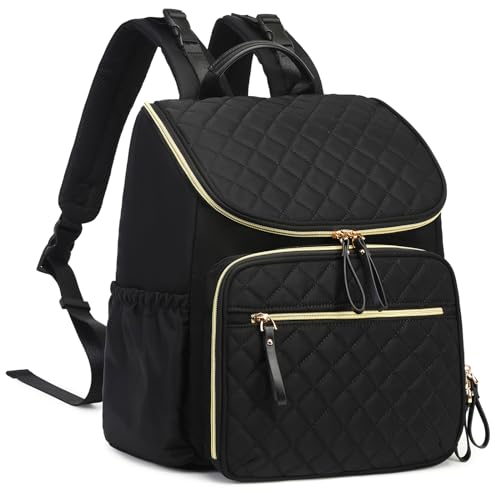 LORADI Baby Wickeltasche Großer Wickelrucksack mit Multifunktions-Babytaschen Passform für Kinderwage (Schwarz-Gold)