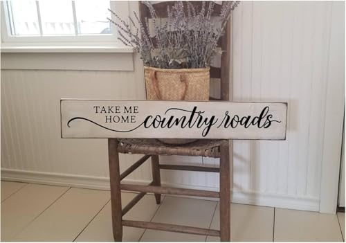 Rustic Wood Plaque Sign Take Me Home Country Roads Wood Sign, Farmhouse Decor, Primitive Wood Sign, Rustic Decor, Kitchen Sign, House Warming Gift, Welcome Sign Wooden Signs With Sayings 6