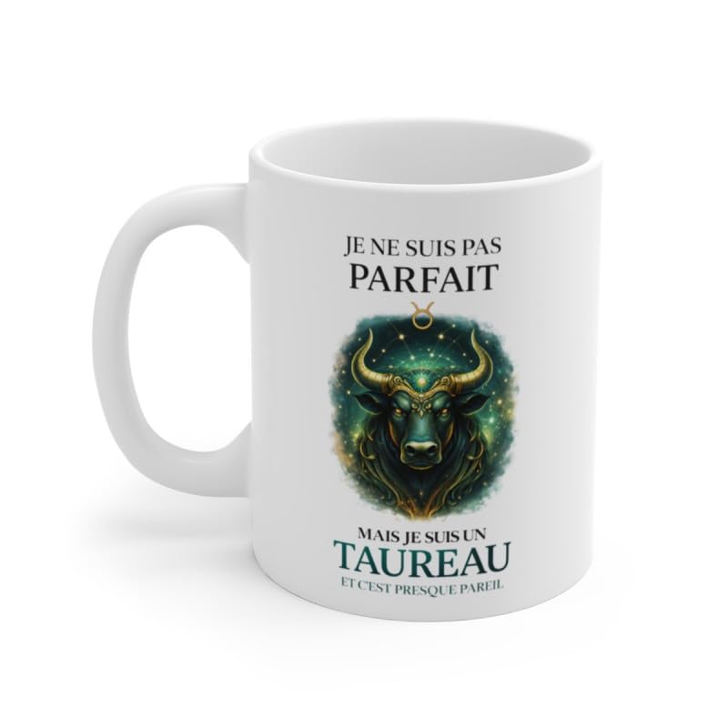 Teecustom Mug Signe Astrologique Taureau – “Je Ne Suis Pas Parfait Mais Je Suis Taureau” – Tasse Horoscope Zodiac Cosmique 325ml