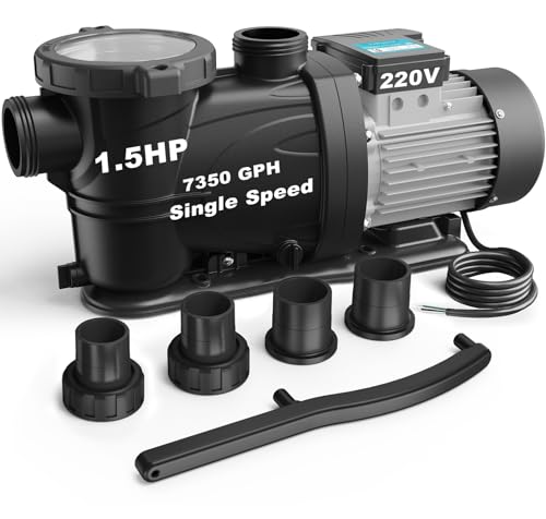 Image of 1.5HP In /Above Ground Pool Pump, 7350GPH Single Speed High Flow 220V Powerful Self Primming Swimming Pool Pumps with Filter