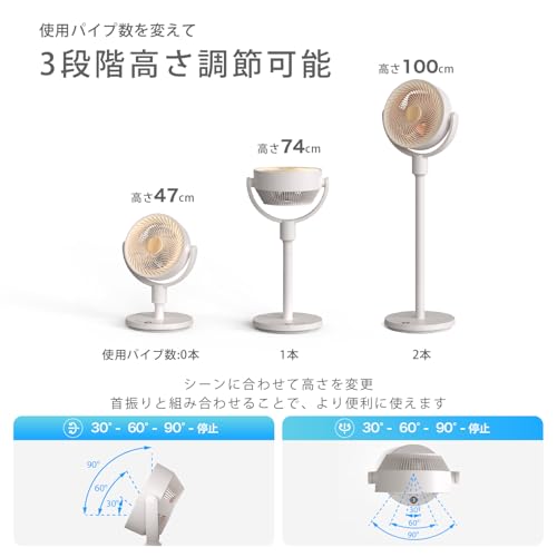 Polar Cedar サーキュレーター 扇風機 静音 22dB DCモーター 360度首振り 32畳 充電式 コードレス バッテリー搭載 上下左右 首振り 4モード 9段階風量 3段高さ調節 タイマー リモコン付き 常夜灯搭載 冷房 パワフル送風 空気循環 DC 省エネ 梅雨 部屋干し コンパクト収納 お手入れ簡単 寝室 脱衣所 トイレ キッチン の商品画像 4