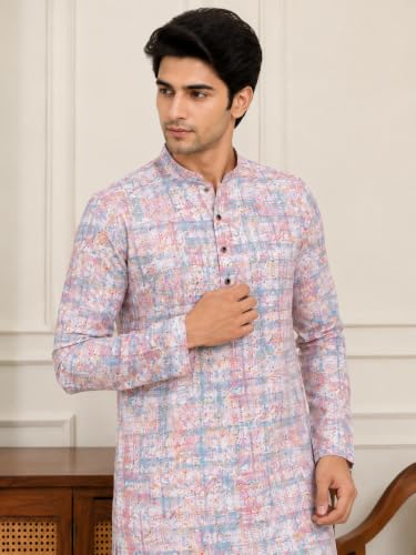 Image of FOXDX Men's Traditional Cotton Floral Printed Only Kurta