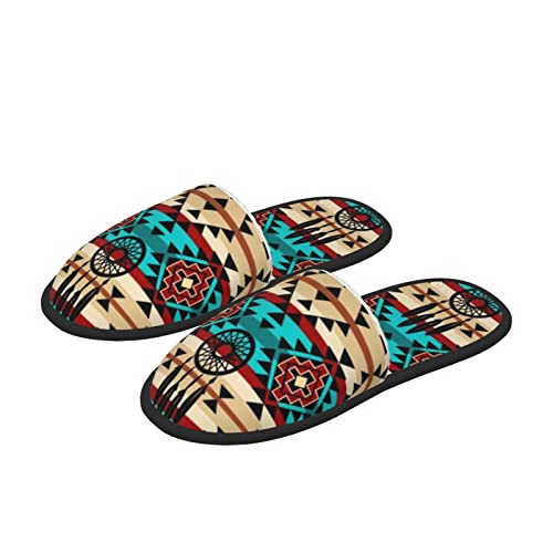 Unisex Cozy Indoor Furry Slipper-Southwest Aztec Dream Catcher Plush House Slippers Warm Bedroom Shoes4