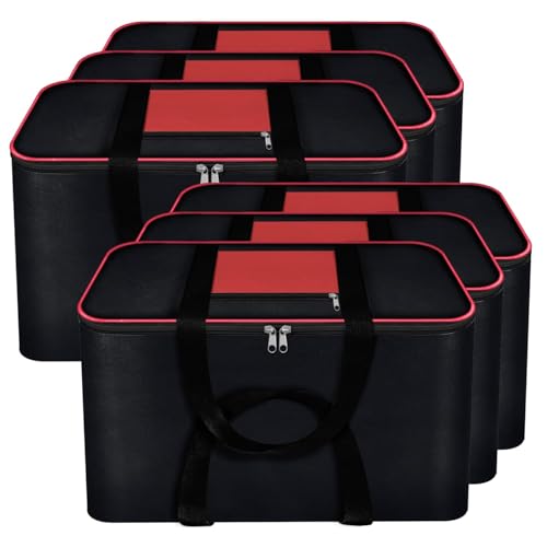 Image of RADIANT Nylon Big Underbed Storage Bag Moisture Proof Cloth Organiser with Zippered Closure and Handle(BlackRed, 54x46x28cm) (Rectangular) (Pack of 6)