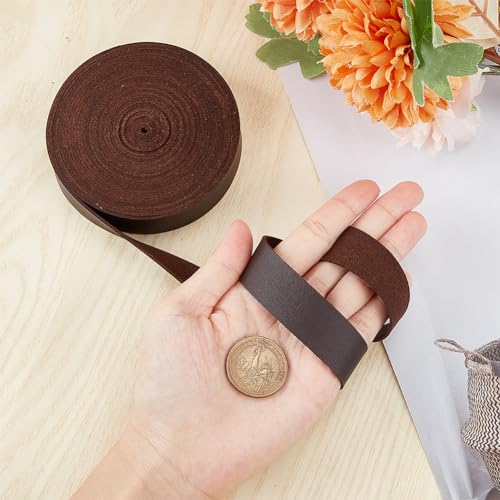GORGECRAFT 5M x 19mm Wide Leather Strap for Crafting Flat Leather Cord Strings 1.6mm Thick Lychee Grain Imitation Strips Threads Ropes for DIY Craft Pet Collars Belt Jewelry Making - Image 3