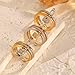 Layered CZ Safety Pin Stackable Open Rings for Women Fashion Gold Silver Plated Two Tone Cubic Zirconia Paved Engagement Promise Statement Band Finger Rings Unique Design Fashion Jewelry Size 7 (3910)
