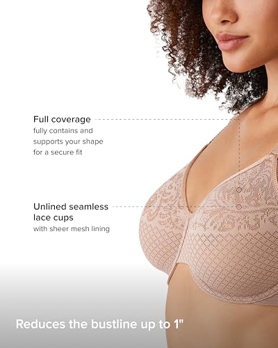 Image of Wacoal Women's Visual Effects Minimizer Bra, 857210 | Unlined, Underwire, Full Coverage, Reduces Bustline