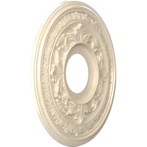 Image of Ekena Millwork CMP13BAEPE Baltimore Thermoformed PVC Ceiling Medallion (Fits Canopies up to 5 1 /4 inch), 13 inchOD x 3 1 /2 inchID x 3 /4 inchP, Universal Metallic Pearl Mist