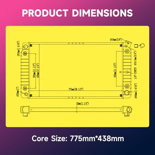 Image of Radiator with Automatic Transmission for Cadillac for Commercial Chassis 1992-1993 for Fleetwood 1993 11 1 /2 (Inches)-Eoc REA41-1483A 52457655