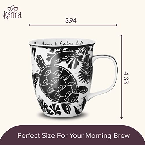 Karma Gifts 16 Oz Black And White Boho Mug Sea Turtle - Cute Coffee And Tea Mug - Ceramic Coffee Mugs For Women And Men, 1 Count (Pack Of 1) #TOP4