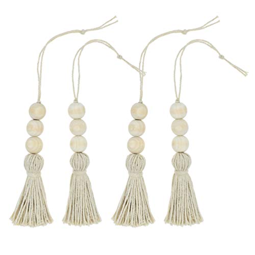 Vosarea Borlas de cuentas de guirnalda de cuentas de madera 4pcs para...