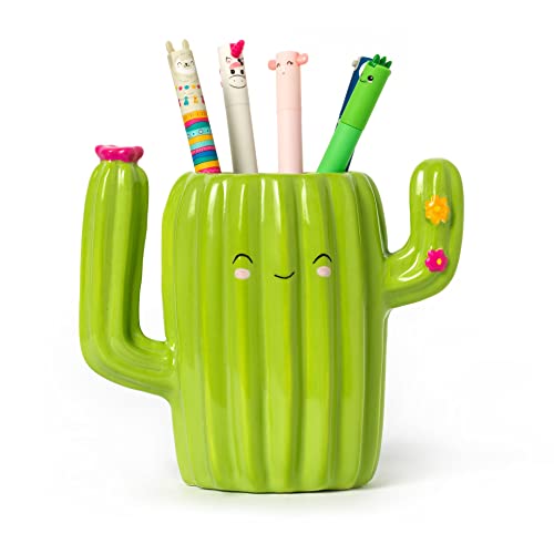 Legami - Porte-stylos en céramique, Cactus Théme, Desk Friends, peint à la main, Idée cadeau, Organisateur de bureau