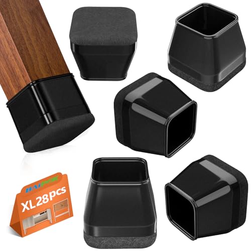 28 protectores cuadrados para patas de silla, protectores de fieltro grueso para suelos de madera dura, fundas de silicona para patas de silla, almohadillas de fieltro, evitan arañazos y reducen el