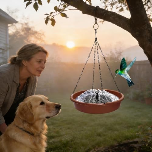 Bains d'oiseaux extérieur en métal très résistant avec plateau rond solaire