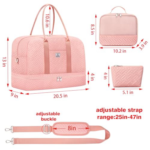 ibfun weekender bags for women large overnight bag canvas travel duffel bag carry on tote with shoe compartment 2134 3pcs set