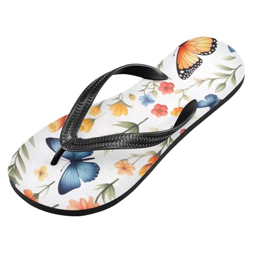 Butterfly Flower Beach Summer Casual Flip Flop Sandals Non-Slip Quick Dry for Women Men 214B2799