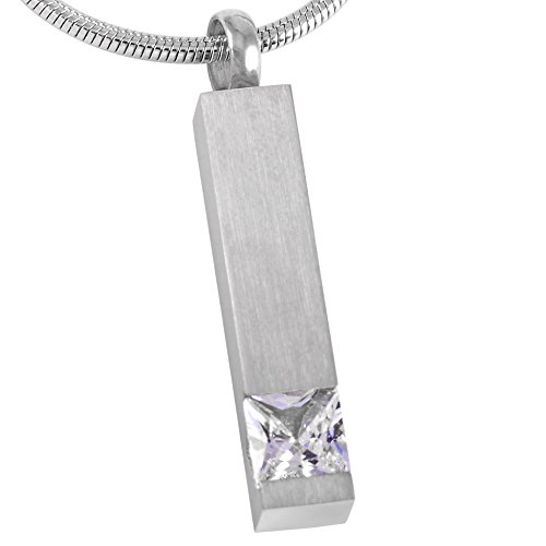 Casket Etcetera WHITE GEM CUBE Funeral Jewelry Urn Necklace Pendant (Clear)