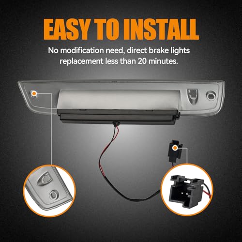 Image of Third 3rd Brake Light LED for 2003-2016 Ford Expedition, High Mount Rear Brake Lights Assembly for 03-16 Lincoln Navigator, Waterproof Center Cab Lamp Stop Light (RED)