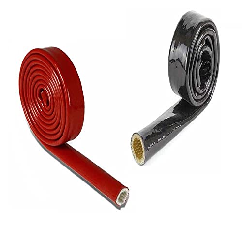 Guaina Cavi Flessibile, 1 Metro Dia Des Nero/Rosso Resistente Alla Temperatura Antincendio Ignifugo Tubo Addensante Isolamento In Silicone Fibra Di Vetro(Red,25mm)