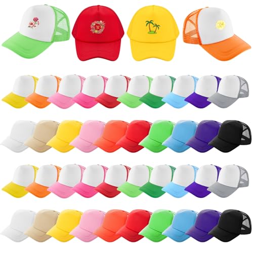 Image of 40 Pack Sublimation Blank Trucker Hat Bulk Wholesale Mesh Baseball Cap for Women Men DIY Hat Bar Party