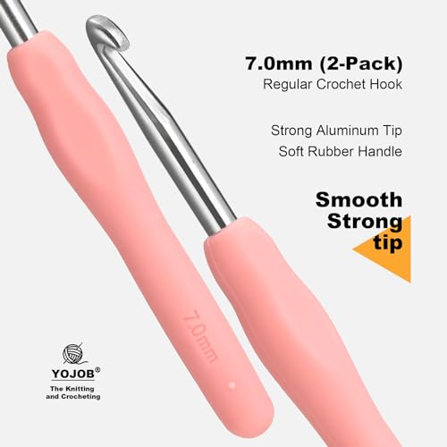 Image of 2Pcs 7.0mm Crochet Hooks, Ergonomic Crochet Hook for Arthritis and Beginners, Extra Long, Smooth, Comfortable (7.0mm)