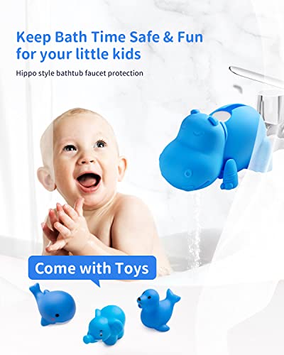 Mandoo Faucet Cover Bathtub Baby, Bath Spout Cover For Baby, Bath Faucet Cover For Kids, Tub Spout Cover Bathtub Faucet Cover Kids Safety, Protection Baby Universal Bath Silicone Toys Blue Hippo #TOP1