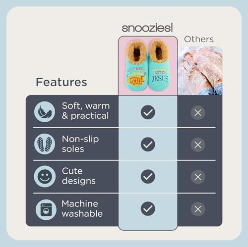 Image of Snoozies Coffee Slipper Socks for Women Cute Gifts and Fun House Slippers with Soft Sherpa Lining and Grips