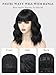 yumtaro Pastel Black Wavy Bob Wig for Women, Short Shoulder Length Synthetic Wig with Bangs, Natural Looking Lightweight Hairpiece for Daily Wear & Cosplay Costume Party