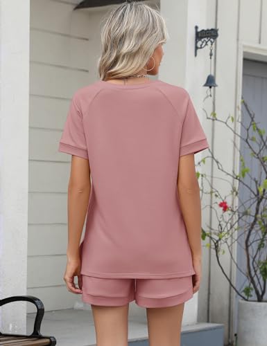 Image of LOMON Womens Two Piece Sets Summer Lounge Sets Sweatsuit Shorts Set Casual Matching Sets